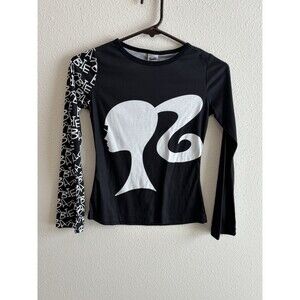 Barbie by Mattel Y2K Silhouette Long Sleeve Tee - Size Medium - Logo Sleeves